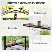 Outsunny - 8' x 7.6' Grill Gazebo, Double Tiered Barbecue Grill Gazebo Shelter w/ Side Awning, 2 Side Shelves, 6 Hooks, Beige