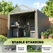 Portable Bicycle Shed with Galvanized Steel Frame and Large Door, Waterproof Outdoor Shed for Garden Tools, Light Grey
