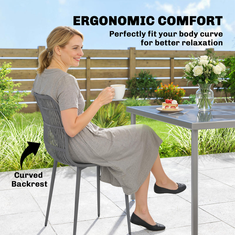 Outsunny - Outdoor Dining Chairs Set of 4, Patio Chairs with Slotted Backrest, Grey