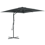 Outsunny - 8FT Cantilever Patio Umbrella, Offset Patio Umbrella with Cross Base for Deck, Backyard, Pool and Garden, Hanging Umbrellas, Switch with a Wrench, Dark Gray