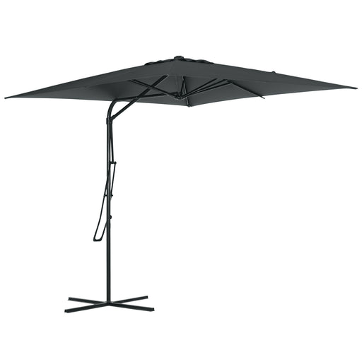 Outsunny - 8FT Cantilever Patio Umbrella, Offset Patio Umbrella with Cross Base for Deck, Backyard, Pool and Garden, Hanging Umbrellas, Switch with a Wrench, Dark Gray