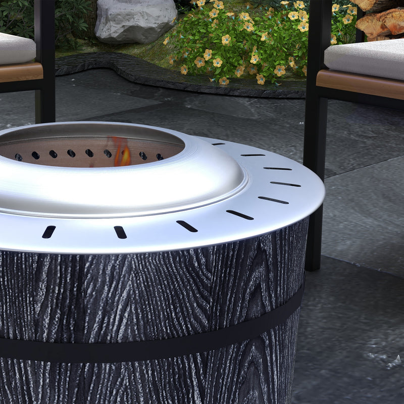 Outsunny - Smokeless Fire Pit, Portable Camping Bonfire Stove with Mat for Backyard Patio Picnic, Magnesium Oxide, Black