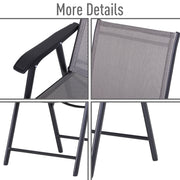 Outsunny - 2-Piece Folding Dining Chair Set for Relaxing on Patio, Balcony, or Garden, Comfortable Outdoor Furniture with Armrests, Grey