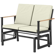 Outsunny - Outdoor Glider Bench for 2 Person, Patio Glider Loveseat with Thick Cushions for Garden Balcony Porch, Cream White