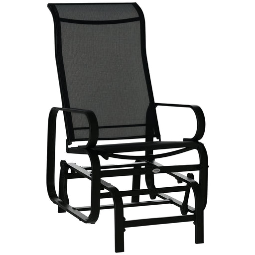 Outsunny - Patio Glider with Breathable Mesh Fabric, Outdoor Glider Chair, Garden Rocking Gliding Seat for Patio, Yard, Porch, Black