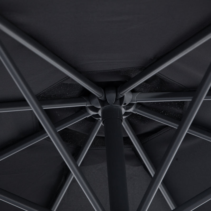10' Deluxe Patio Umbrella Outdoor Market Parasol Banana Hanging Offset Sunshade Crank Cross Base Black
