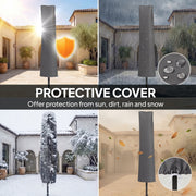 10 x 9.7 ft Offset Cantilever Patio Umbrella with Lights, Wind Rope, UPF50+ Outdoor Cantilever Parasol, Dark Grey
