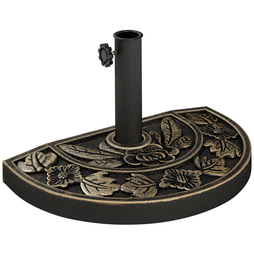 Outsunny - 20 lbs Resin Half Round Patio Umbrella Base 20" Outdoor Decorative Parasol Stand Holder For Φ1.5", Φ1.9" Pole, Bronze