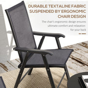 Outsunny - 4-Piece Folding Chair Set for Relaxing on Patio Balcony Garden, Comfortable Outdoor Furniture with Armrests, Dark Grey