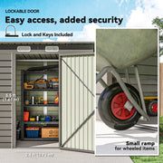 6 x 4FT Galvanized Garden Storage Shed, Metal Outdoor Shed with Double Doors and 2 Vents, Light Grey