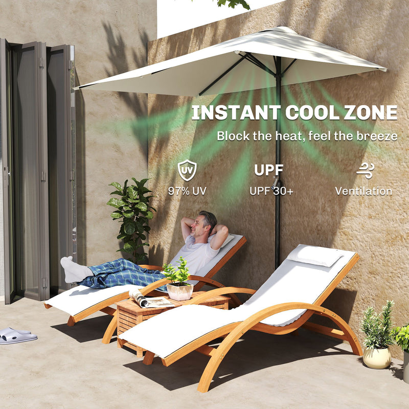Outsunny - 8ft Half Umbrella Outdoor Balcony Parasol Patio Garden Outdoor Window Sun Shade w/ 5 Ribs, Beige — 84D-074BG