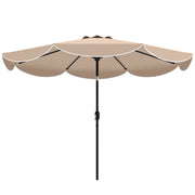 Outsunny - 9' x 9' Round Market Umbrella with Valance, Patio Umbrella with Tilt and Crank, for Garden, Deck, Poolside, Khaki