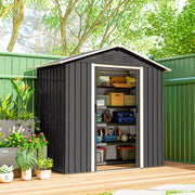 6.5x3.5ft Metal Garden Storage Shed for Outdoor Tool Storage with Double Sliding Doors and Vents, Dark Grey