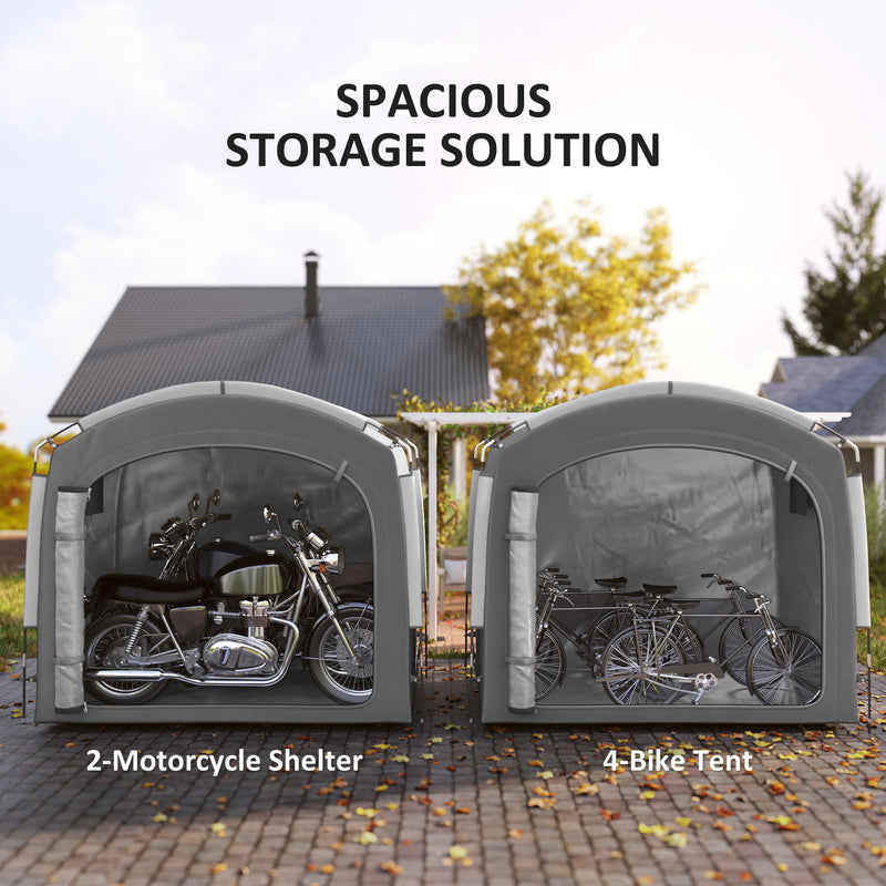 Bike Storage Shed Tent, Portable and Waterproof with 210D Oxford Fabric and Carry Bag for 3-4 Bicycles, Dark Grey