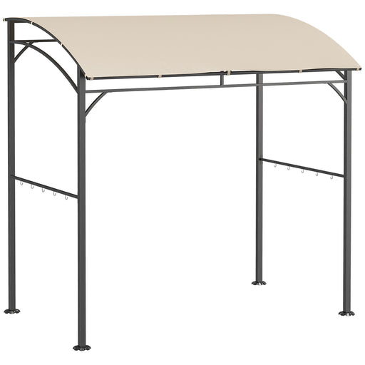 Outsunny - 7' x 5' BBQ Grill Gazebo Tent, Garden Grill Canopy with Steel Frame and Hooks, Outdoor Sun Shade, Beige