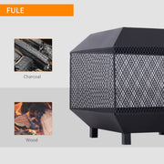 Outsunny - 17" Outdoor Fire Pit with Fire Poker, Wood Burning Firepits, Portable Firepit for Patio Backyard Bonfire Camping, Black
