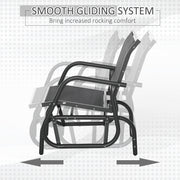 Outsunny - Patio Glider Outdoor Glider Chair with Breathable Mesh Seat & Backrest, Armrests and Metal Frame, Black