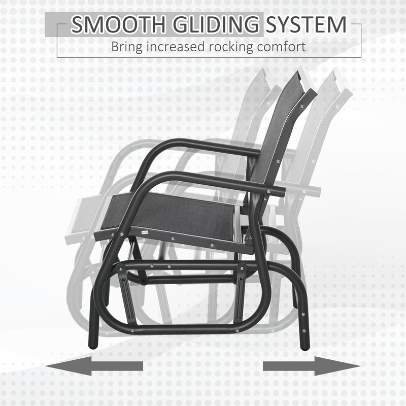 Outsunny - Patio Glider Outdoor Glider Chair with Breathable Mesh Seat & Backrest, Armrests and Metal Frame, Black