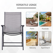 Outsunny - 2-Piece Folding Dining Chair Set for Relaxing on Patio, Balcony, or Garden, Comfortable Outdoor Furniture with Armrests, Black