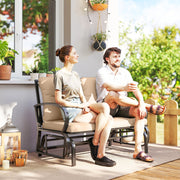 Outsunny - 2-Person Outdoor Glider Chair, Patio Double Rocking Loveseat with Steel Frame and Cushions for Backyard, Garden and Porch, Khaki