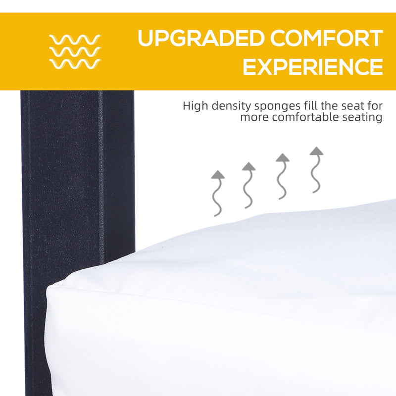 Outsunny - 3 Pieces Outdoor Wicker Bar Set, Classic Bistro Bar Set Garden Rattan Style Patio Bar Table & High Chairs w/ Cushions Home Bar Furniture, Cream White
