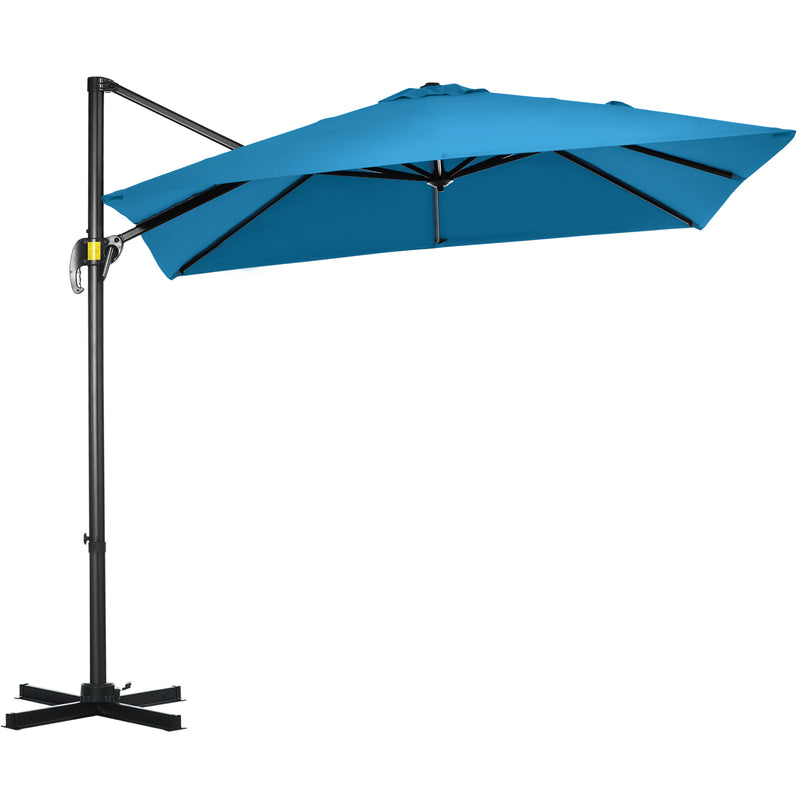 Outsunny - 8' x 8' Square Patio Hanging Offset Umbrella with 360° Rotation, Aluminum Outdoor Cantilever Market Parasol, Turquoise — 84D-051V00TU