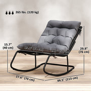 Outsunny - Outdoor Rocking Chair, Oversized Rocking Patio Chair with 25" Extra Wide Mesh Seat and Cushion, Dark Grey