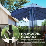15ft Double-sided Patio Umbrella with Twin Canopy, Extra Large Outdoor Parasol with Crank for Pool, Deck, Market, Blue