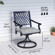 Outsunny - Outdoor Patio Chairs Set of 2, Metal Swivel Rocker Chairs with Cushion and Armrests for Backyard, Garden, Patio