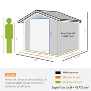 9'x6.3'Garden Storage Outdoor Shed w/ Floor Foundation Outdoor Yard Metal Tool Storage House Grey White