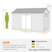 12' x 5.5' Metal Garden Storage Shed, Outdoor Tool Storage House with Lockable Door, Vents, Sloped Roof, Green