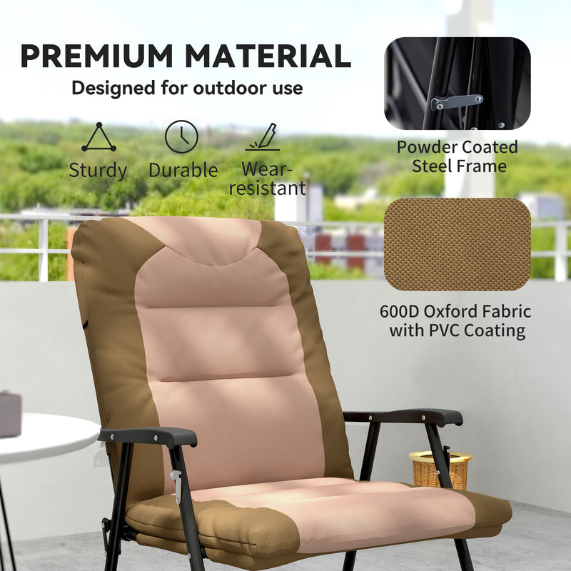Outsunny - Folding Rocking Chair Set of 2 Padded Rockers with Armrest, Light Brown