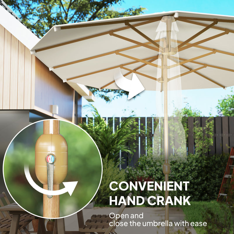 Outsunny - 15 ft Double-Sided Patio Umbrella with Twin Canopy, UPF30+ Extra Large Rectangular Market Umbrella with Crank, Beige — 84D-344V00BG