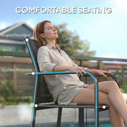 Outsunny - Stackable Patio Chairs Set of 4, Outdoor Dining Chairs with 20" Deep Seat, All Weather Breathable Mesh, Armrests, Black