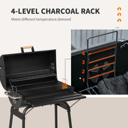 Outsunny - 30" Charcoal Barbecue Grill with Wheels Outdoor Barbecue with Adjustable Charcoal Rack, Storage Shelf, Wheel, for Garden Camping Picnic