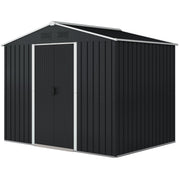 8' x 6' Outdoor Storage Shed, Metal Garden Tool Storage House with Lockable Sliding Doors and Vents for Backyard Patio Lawn, Charcoal Grey