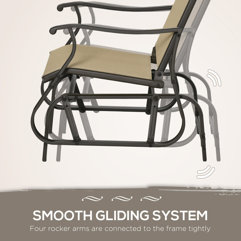 Outsunny - 3PCs Gliding Rocking Chair & Bistro Tea Table Set, Mixed Grey
