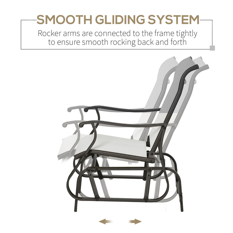 Outsunny - Outdoor Glider Chair, Patio Glider with Steel Frame and Mesh Fabric, Outdoor Patio Chair for Backyard, Garden and Porch, Cream White