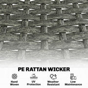 Outsunny - 3 Piece Wicker Patio Furniture Set, Outdoor Bistro Set with Steel Table, Rattan Outdoor Conversation Furniture, Grey