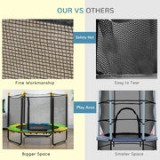Qaba 4.6FT Trampoline for Kids with Enclosure Net for Ages 3-6, Indoor Outdoor Use, Black