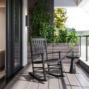Outsunny - Wooden Porch Rocking Chair Outdoor Patio Rocker Garden Single Leisure Reclining Seat Armchair Black