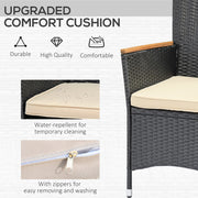Outsunny - 7 Pieces Outdoor Dining Set for 6, PE Wicker Rattan Patio Furniture Set with High-Back Armchairs, Glass Table Top