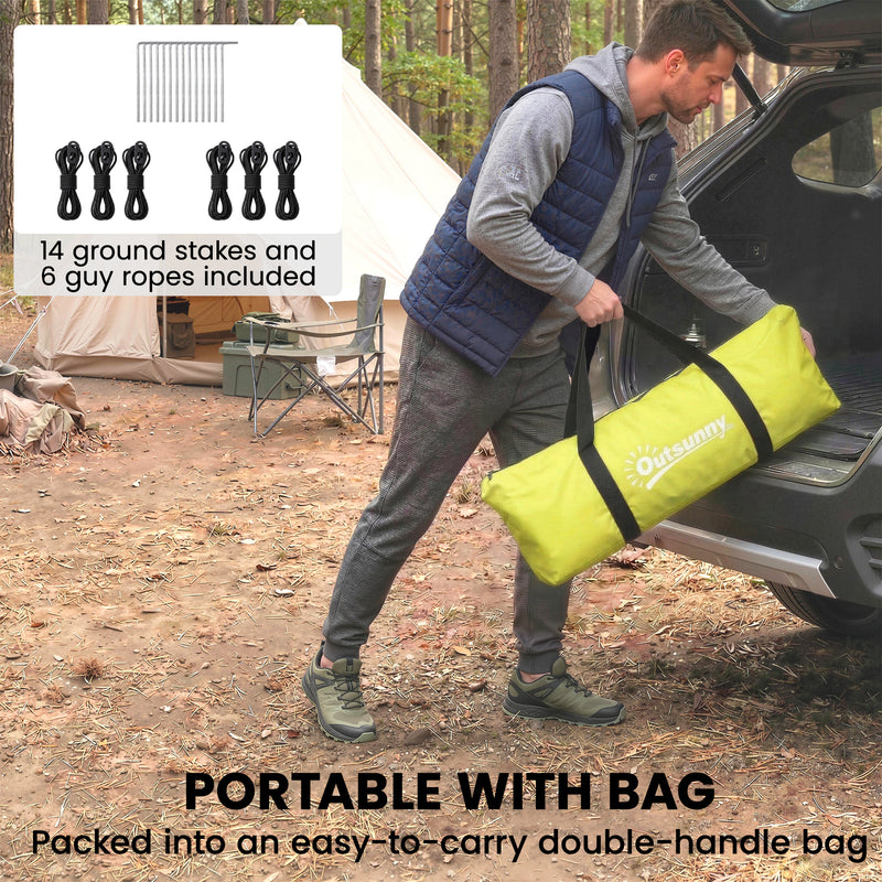 Outsunny - 3-4 Person Camping Tent with 2 Rooms, 3000mm Waterproof Portable Family Tent with Carry Bag, Yellow