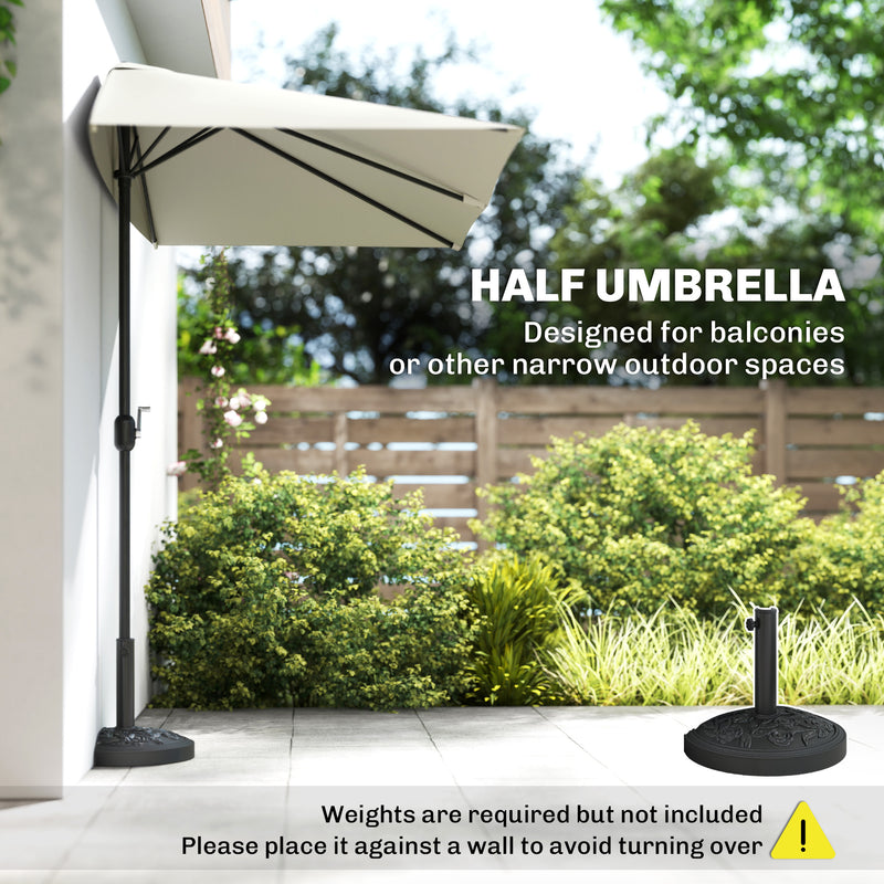Outsunny - 8ft Half Umbrella Outdoor Balcony Parasol Patio Garden Outdoor Window Sun Shade w/ 5 Ribs, Beige — 84D-074BG