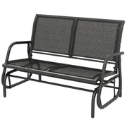 Outsunny - Outdoor Glider Bench, 2 Seater Garden Patio Glider Chair with Sling Fabric Seat, Steel Frame, Black