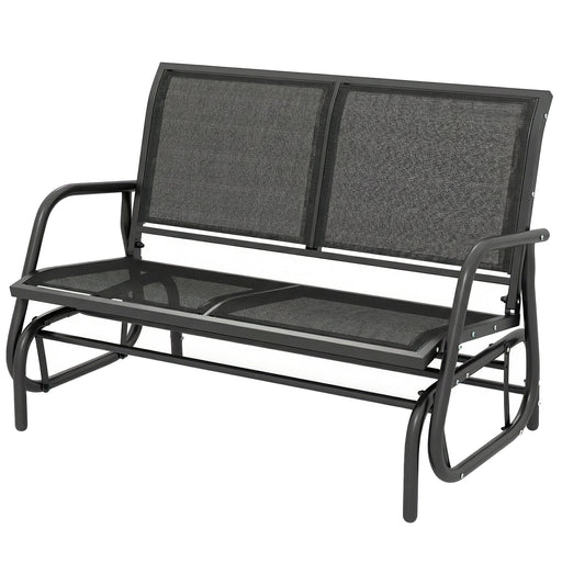 Outsunny - Outdoor Glider Bench, 2 Seater Garden Patio Glider Chair with Sling Fabric Seat, Steel Frame, Black