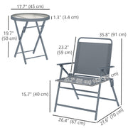 Outsunny - 3 Pieces Outdoor Bistro Set, Folding Patio Table and Chairs with Tempered Glass Tabletop for Garden, Deck & Backyard
