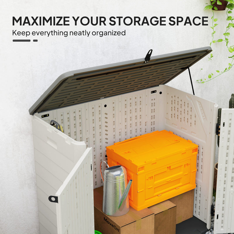 185 Gallon Outdoor Storage Cabinet with Openable Top and Lockable Doors for Lawnmower, Trash Can, Patio Accessories