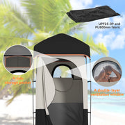 Outsunny - Camping Shower Tent, Portable Privacy Shelter with Solar Shower Bag, Removable Floor and Carrying Bag, Black