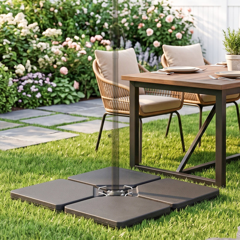 Outsunny - Set of 4 Parasol Base Stand Weights for Banana Hanging Cantilever Umbrella, Can Be Filled with Sand or Water, Black — 84D-152